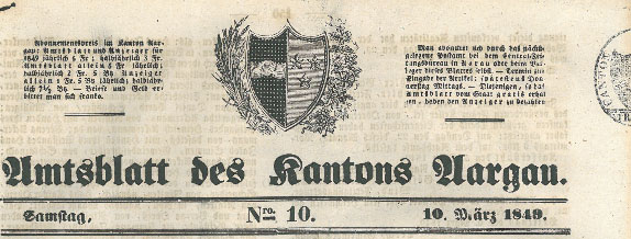 Amtsblatt des Kantons Aargau, 10. März 1849