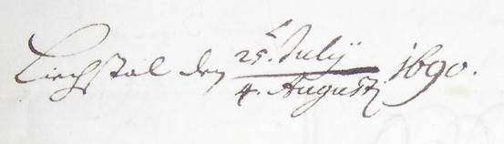 Ausschnitt aus einem Brief aus Liestal zuhanden der Tagsatzung, der auf den 25. Juli / 4. August 1690 datiert ist